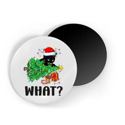 Funny Black Cat Gift Pushing Christmas Tree Over Cat What  Magnet