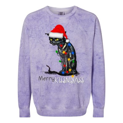 Funny Black Cat Merry Myass Xmas Pajamas Chritsmas Gift Colorblast Crewneck Sweatshirt