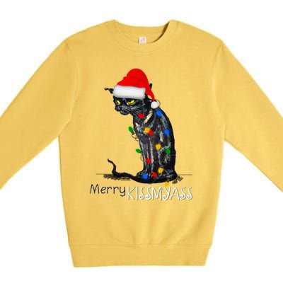 Funny Black Cat Merry Myass Xmas Pajamas Chritsmas Gift Premium Crewneck Sweatshirt