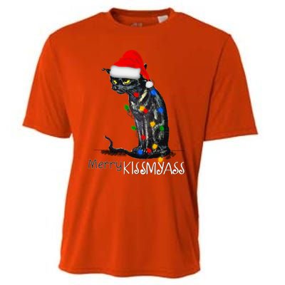 Funny Black Cat Merry Myass Xmas Pajamas Chritsmas Gift Cooling Performance Crew T-Shirt