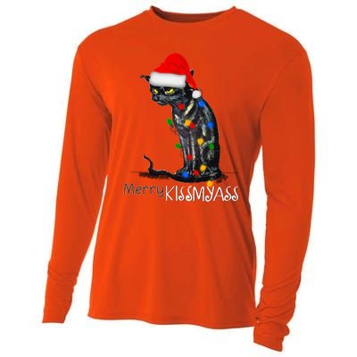 Funny Black Cat Merry Myass Xmas Pajamas Chritsmas Gift Cooling Performance Long Sleeve Crew