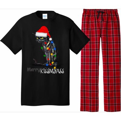 Funny Black Cat Merry Myass Xmas Pajamas Chritsmas Gift Pajama Set