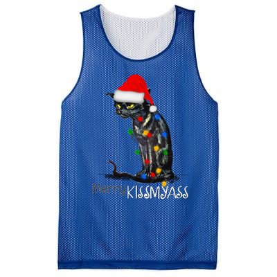 Funny Black Cat Merry Myass Xmas Pajamas Chritsmas Gift Mesh Reversible Basketball Jersey Tank