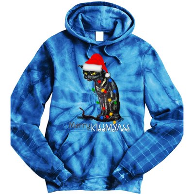 Funny Black Cat Merry Myass Xmas Pajamas Chritsmas Gift Tie Dye Hoodie