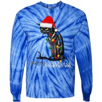 Funny Black Cat Merry Myass Xmas Pajamas Chritsmas Gift Tie-Dye Long Sleeve Shirt