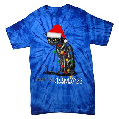 Funny Black Cat Merry Myass Xmas Pajamas Chritsmas Gift Tie-Dye T-Shirt