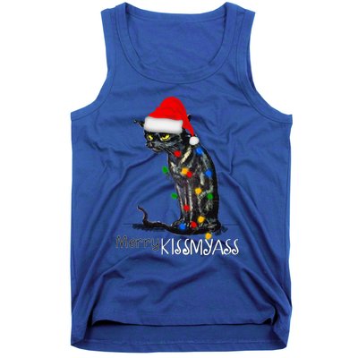 Funny Black Cat Merry Myass Xmas Pajamas Chritsmas Gift Tank Top