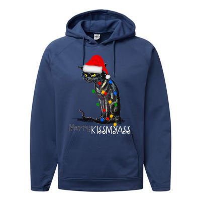 Funny Black Cat Merry Myass Xmas Pajamas Chritsmas Gift Performance Fleece Hoodie