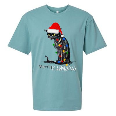 Funny Black Cat Merry Myass Xmas Pajamas Chritsmas Gift Sueded Cloud Jersey T-Shirt