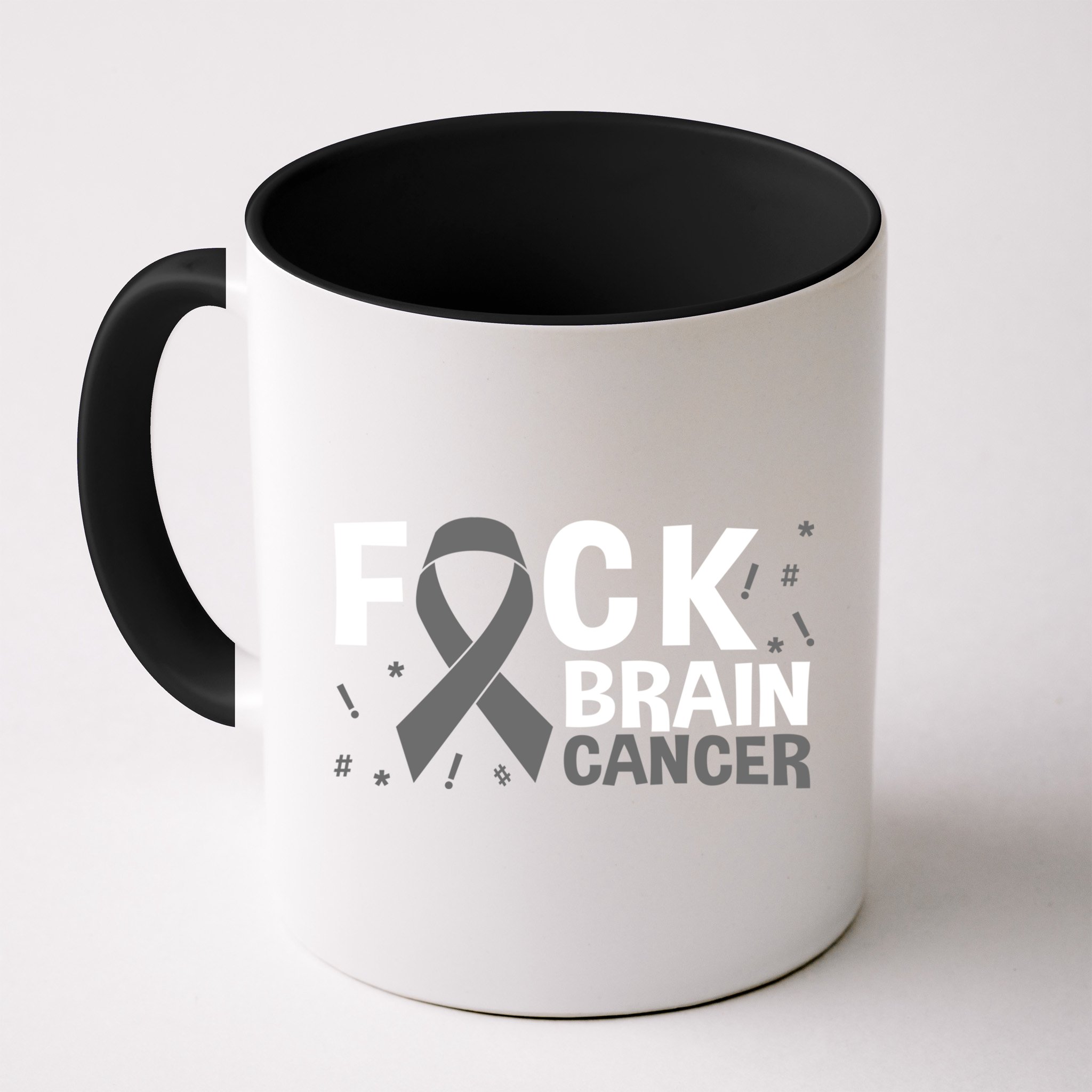 Fuck Brain Cancer Brain Tumor Gray Ribbon Gift Mug