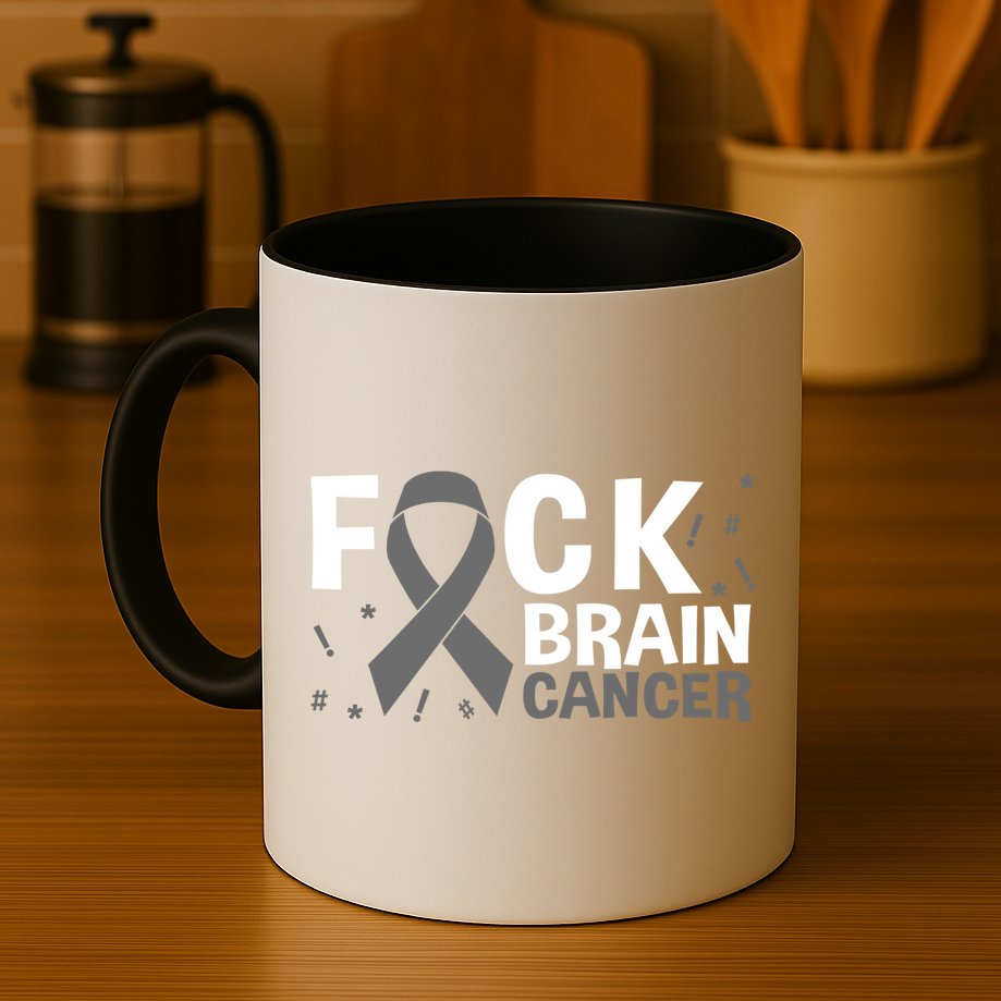 Fuck Brain Cancer Brain Tumor Gray Ribbon Gift Mug