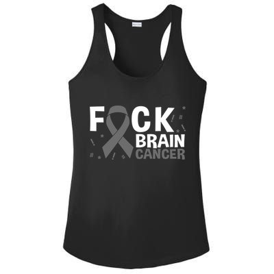 Fuck Brain Cancer Brain Tumor Gray Ribbon Gift Ladies PosiCharge Competitor Racerback Tank