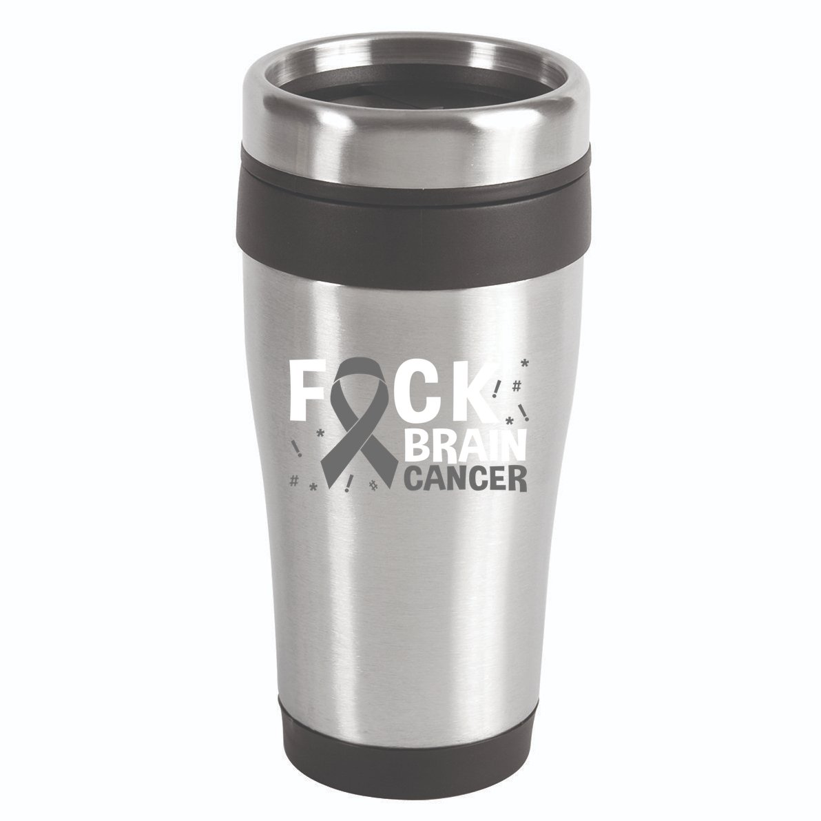 Fuck Brain Cancer Brain Tumor Gray Ribbon Gift 16oz Travel Tumbler
