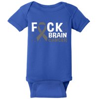 Fuck Brain Cancer Brain Tumor Gray Ribbon Gift Baby Bodysuit