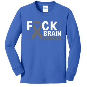 Fuck Brain Cancer Brain Tumor Gray Ribbon Gift Kids Long Sleeve Shirt