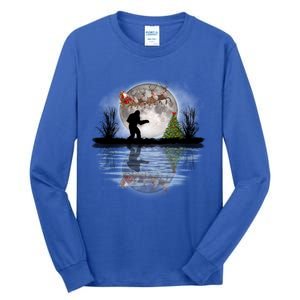 Funny Bigfoot Christmas Santa Sleigh Reindeer Funny Gift Tall Long Sleeve T-Shirt