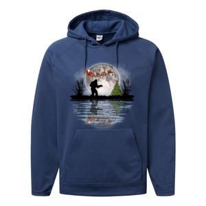 Funny Bigfoot Christmas Santa Sleigh Reindeer Funny Gift Performance Fleece Hoodie