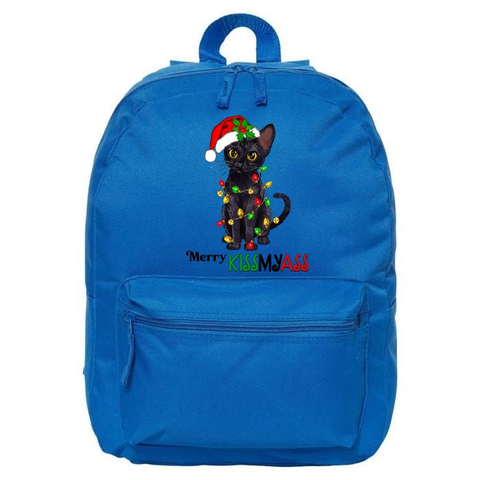 Funny Black Cat Merry Myass Xmas Pajamas Chritsmas Gift 16 in Basic Backpack