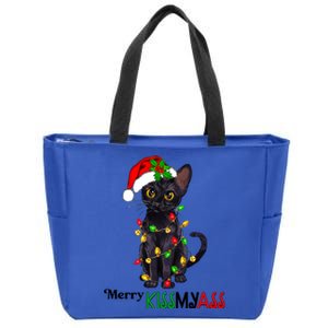 Funny Black Cat Merry Myass Xmas Pajamas Chritsmas Gift Zip Tote Bag