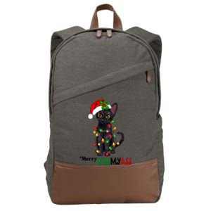 Funny Black Cat Merry Myass Xmas Pajamas Chritsmas Gift Cotton Canvas Backpack