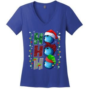 Funny Bowling Christmas Ugly Sweater Bowling Xmas Outfit Cool Gift Women's V-Neck T-Shirt