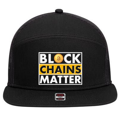 Funny Block Chains Matter Meme 7 Panel Mesh Trucker Snapback Hat