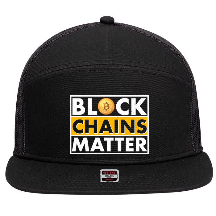 Funny Block Chains Matter Meme 7 Panel Mesh Trucker Snapback Hat