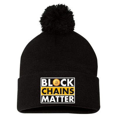 Funny Block Chains Matter Meme Pom Pom 12in Knit Beanie