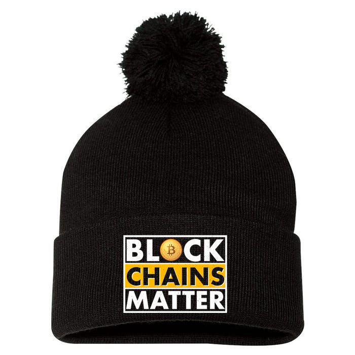 Funny Block Chains Matter Meme Pom Pom 12in Knit Beanie
