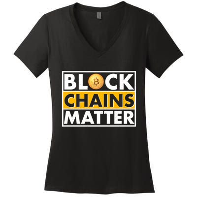 Funny Block Chains Matter Meme Women's V-Neck T-Shirt