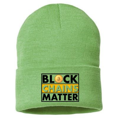 Funny Block Chains Matter Meme Sustainable Knit Beanie