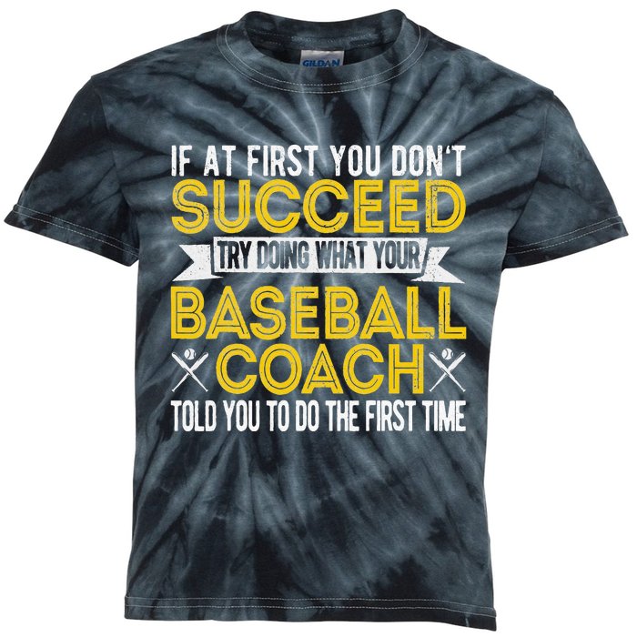 Funny Baseball Coach Baseball Team Coach Retro Kids Tie-Dye T-Shirt