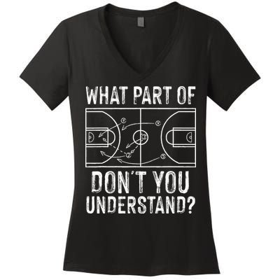 Funny Basketball Coach Design  Ball Game Trainers Women's V-Neck T-Shirt