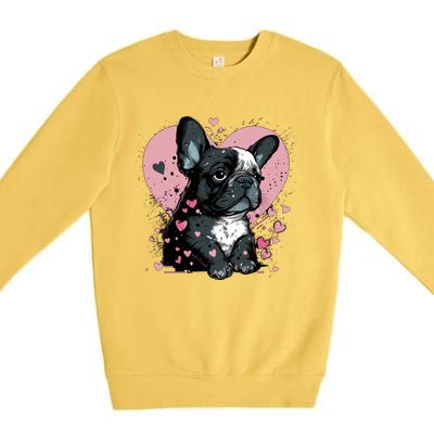 French Bulldog Cute Dog Love Heart Frenchie Mom Great Gift Premium Crewneck Sweatshirt