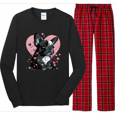 French Bulldog Cute Dog Love Heart Frenchie Mom Great Gift Long Sleeve Pajama Set