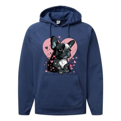 French Bulldog Cute Dog Love Heart Frenchie Mom Great Gift Performance Fleece Hoodie