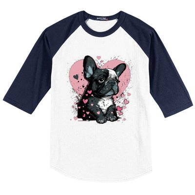 French Bulldog Cute Dog Love Heart Frenchie Mom Great Gift Baseball Sleeve Shirt