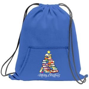 Funny Book Christmas Tree Teachers Bookworm Librarian Xmas Gift Sweatshirt Cinch Pack Bag