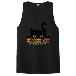 Funny Black Cat Judging You Silently Sarcastic Cat PosiCharge Competitor Tank