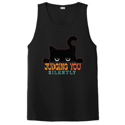 Funny Black Cat Judging You Silently Sarcastic Cat PosiCharge Competitor Tank