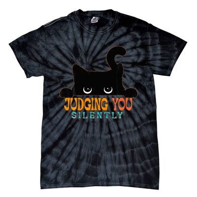 Funny Black Cat Judging You Silently Sarcastic Cat Tie-Dye T-Shirt