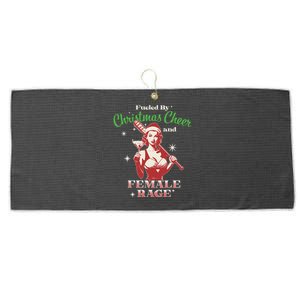 Fueled By Christmas Cheer And Female Rage Funny Liberal Large Microfiber Waffle Golf Towel