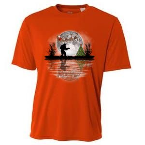 Funny Bigfoot Christmas Santa Sleigh Reindeer Gift Cooling Performance Crew T-Shirt