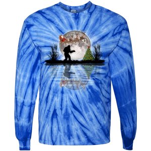 Funny Bigfoot Christmas Santa Sleigh Reindeer Gift Tie-Dye Long Sleeve Shirt