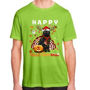 Funny Black Cat Halloween Christmas Cat Happy Hallothanksmas Gift Adult ChromaSoft Performance T-Shirt