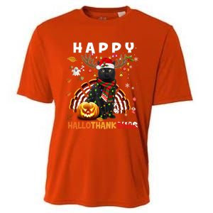 Funny Black Cat Halloween Christmas Cat Happy Hallothanksmas Gift Cooling Performance Crew T-Shirt