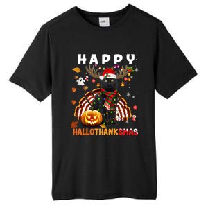 Funny Black Cat Halloween Christmas Cat Happy Hallothanksmas Gift Tall Fusion ChromaSoft Performance T-Shirt