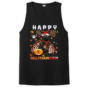 Funny Black Cat Halloween Christmas Cat Happy Hallothanksmas Gift PosiCharge Competitor Tank