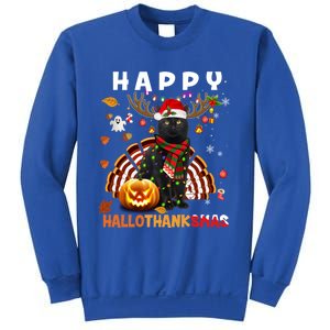 Funny Black Cat Halloween Christmas Cat Happy Hallothanksmas Gift Sweatshirt