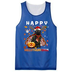 Funny Black Cat Halloween Christmas Cat Happy Hallothanksmas Gift Mesh Reversible Basketball Jersey Tank